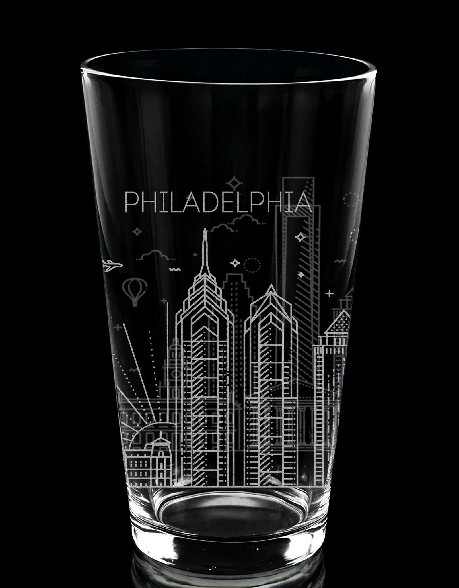 CITY SKYLINES Pint Glasses by LumEngrave