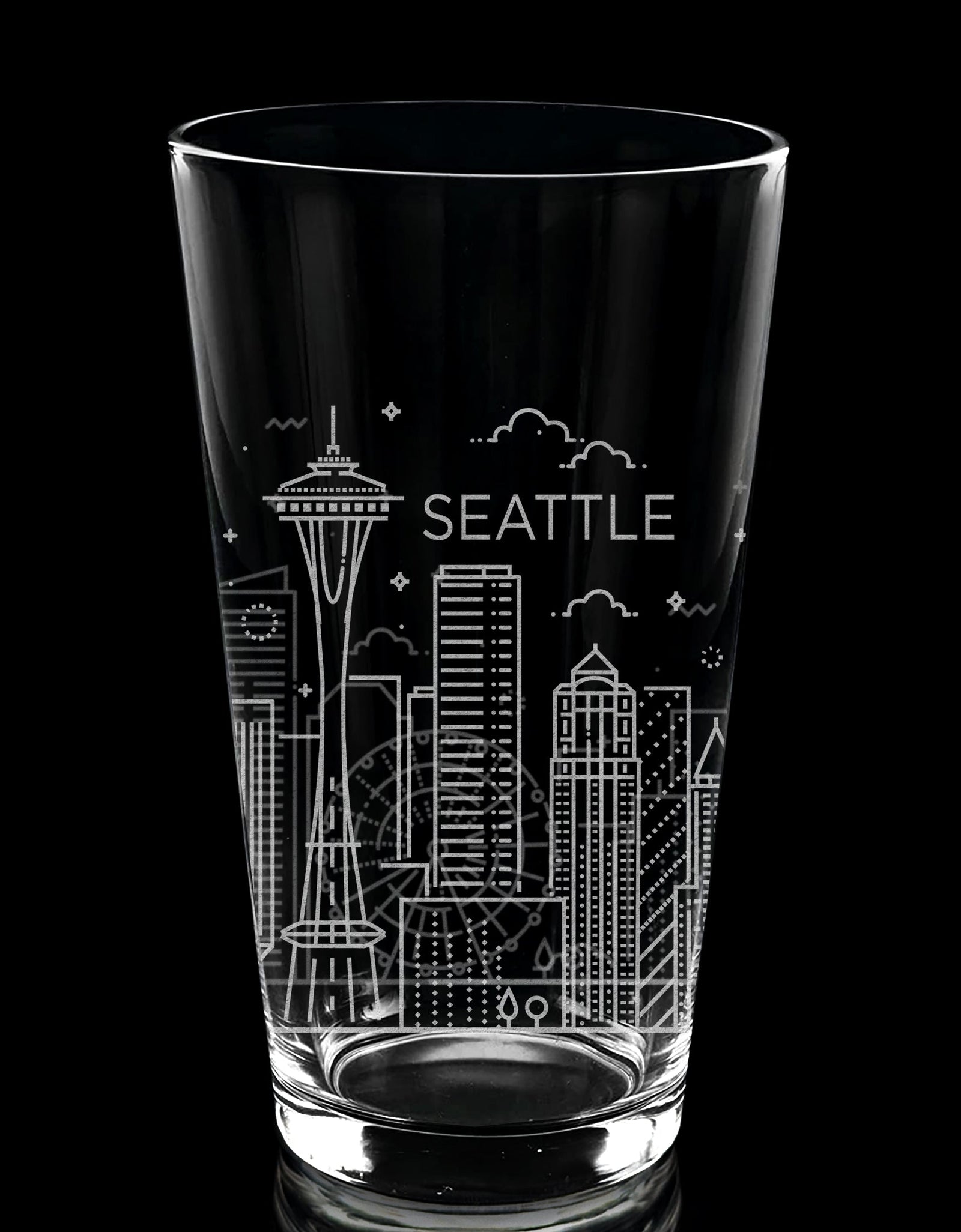 CITY SKYLINES Pint Glasses by LumEngrave