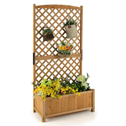 Load image into Gallery viewer, Planter Raised Bed with Trellis for Plant Flower Climbing-Orange
