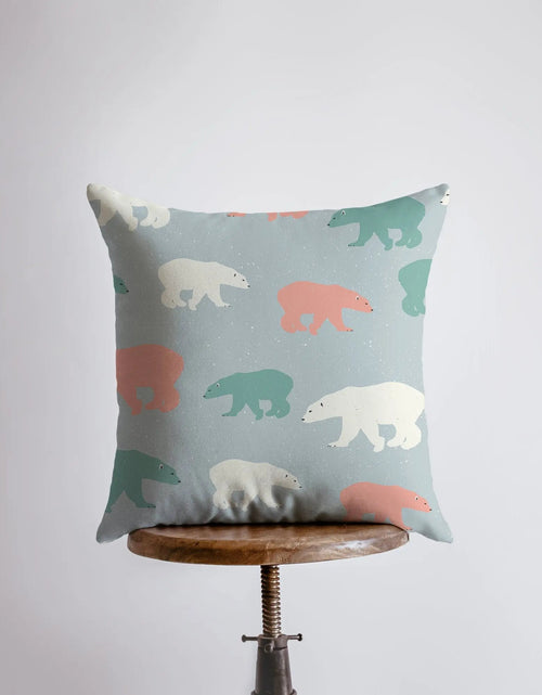 Load image into Gallery viewer, Polar Bear Repeat Pattern | Throw Pillow | Pillow Cover | Mama Bear | Cocoa Favor | Home Decor | Winter Décor | Home Decor Modern by UniikPillows
