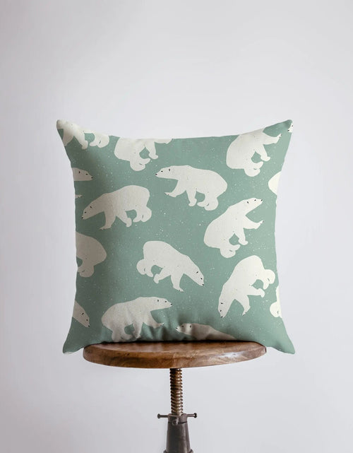 Load image into Gallery viewer, Polar Bear Repeat Pattern | Throw Pillow | Pillow Cover | Mama Bear | Cocoa Favor | Home Decor | Winter Décor | Home Decor Modern by UniikPillows
