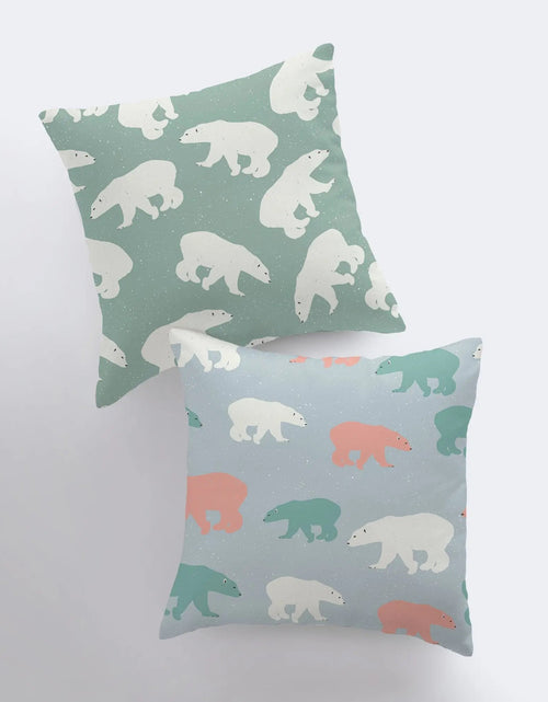 Load image into Gallery viewer, Polar Bear Repeat Pattern | Throw Pillow | Pillow Cover | Mama Bear | Cocoa Favor | Home Decor | Winter Décor | Home Decor Modern by UniikPillows
