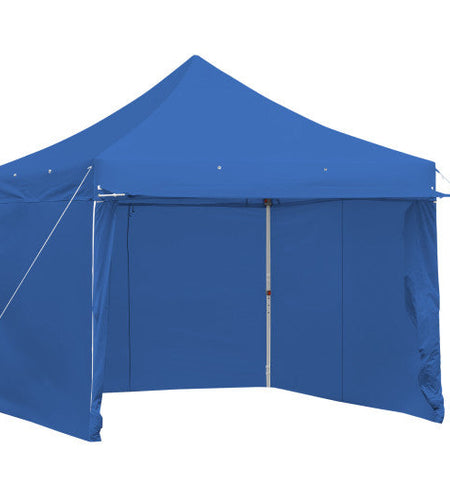 10 x 10 Feet Pop-up Gazebo with 5 Removable Zippered Sidewalls and Extended Awning-Blue