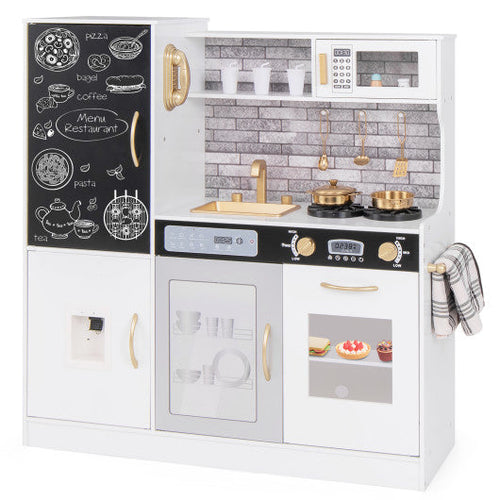 Load image into Gallery viewer, Pretend Play Kitchen with Utensils for Kids Aged 3+-White
