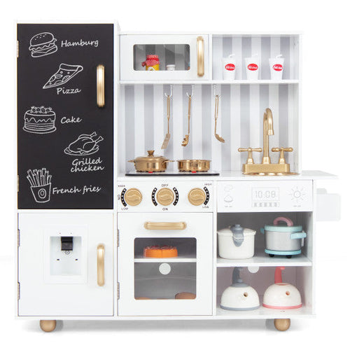 Load image into Gallery viewer, Pretend Play Kitchen for Kids with Real Sounds and Lights-White
