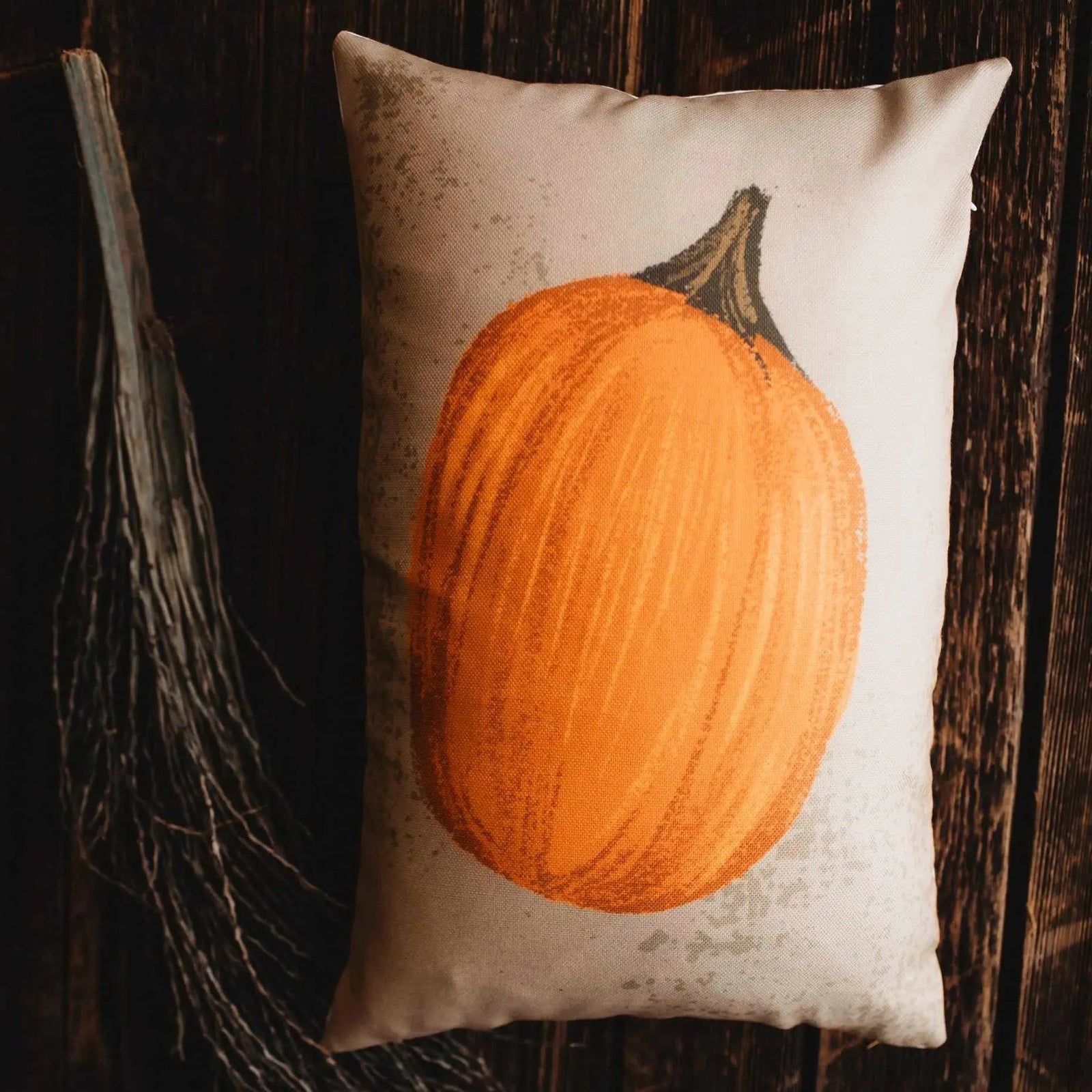 Primitive Fall Pumpkin Lumbar Pillow Cover | 12x18 Thanksgiving Décor | Fall Decor | Room Decor | Decorative Pillows | Gift for her by UniikPillows