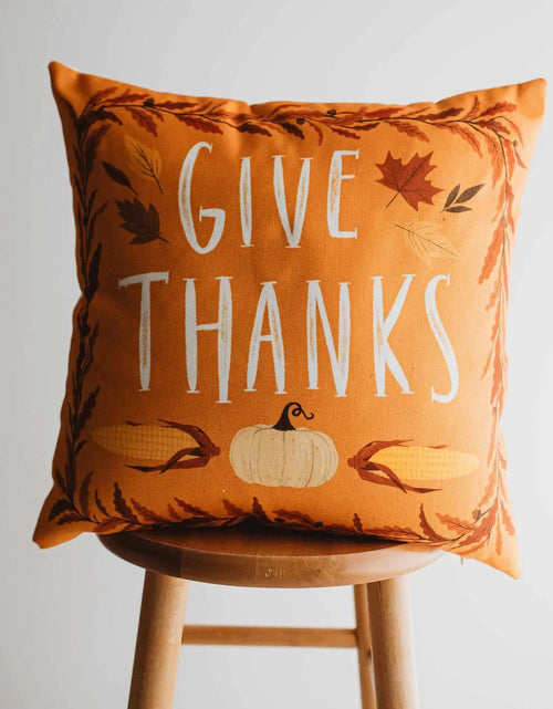 Load image into Gallery viewer, Primitive Give Thanks Pillow Cover |  Thanksgiving decor | Farmhouse Pillows | Country Decor | Fall Throw Pillows | Cute Throw Pillow | Gift by UniikPillows
