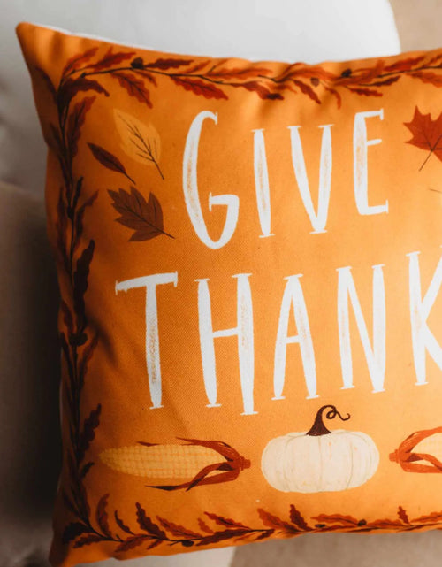 Load image into Gallery viewer, Primitive Give Thanks Pillow Cover |  Thanksgiving decor | Farmhouse Pillows | Country Decor | Fall Throw Pillows | Cute Throw Pillow | Gift by UniikPillows
