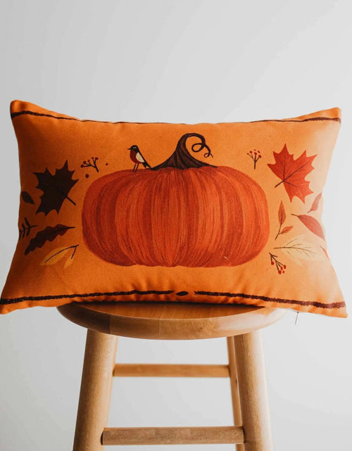 Load image into Gallery viewer, Primitive Orange Fall Pumpkin Lumbar Pillow Cover | 18x12 Thanksgiving Décor | Fall Decor | Room Decor | Decorative Pillows | Gift for her by UniikPillows
