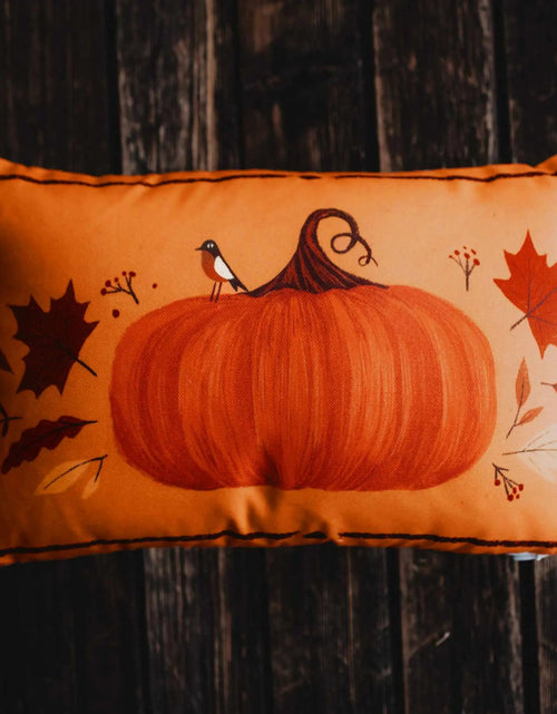 Load image into Gallery viewer, Primitive Orange Fall Pumpkin Lumbar Pillow Cover | 18x12 Thanksgiving Décor | Fall Decor | Room Decor | Decorative Pillows | Gift for her by UniikPillows
