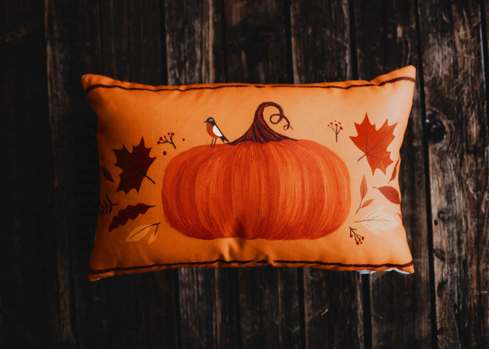 Primitive Orange Fall Pumpkin Lumbar Pillow Cover | 18x12 Thanksgiving Décor | Fall Decor | Room Decor | Decorative Pillows | Gift for her by UniikPillows