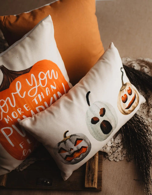 Load image into Gallery viewer, Primitive Pumpkin Decor Pillow Cover |  Thanksgiving Décor | Farmhouse Pillows | Country Decor | Fall Throw Pillows | Cute Throw Pillows by UniikPillows
