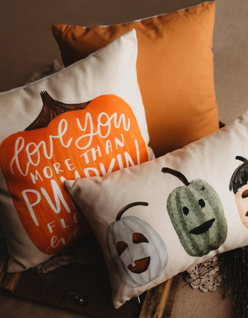 Load image into Gallery viewer, Primitive Pumpkin Decor Pillow Cover |  Thanksgiving Décor | Farmhouse Pillows | Country Decor | Fall Throw Pillows | Cute Throw Pillows by UniikPillows
