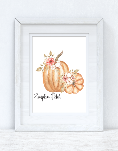 Load image into Gallery viewer, Pumpkin Patch Floral Pumpkins Autumn Seasonal Wall Home Decor Print by WinsterCreations™ Official Store
