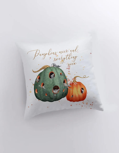 Load image into Gallery viewer, Pumpkins mice and everything nice Pillow Cover | Modern Farmhouse | Primitive Décor | Farmhouse Pillows | Country Decor | Fall Throw Pillows by UniikPillows
