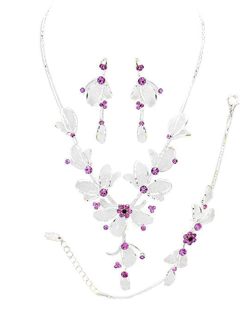Load image into Gallery viewer, Stone Accented Metal Mesh Petal Jewelry Set by Madeline Love
