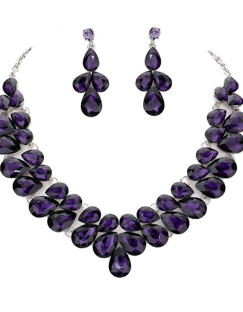 Load image into Gallery viewer, Teardrop Stone Cluster Evening Necklace by Madeline Love

