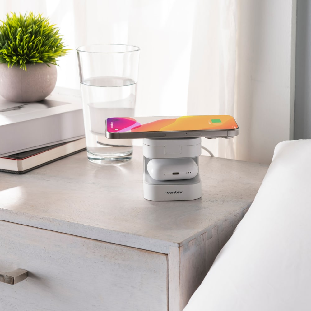 Ventev 15W Qi2 Wireless Charging Cube 2-in-1 White by Ventev