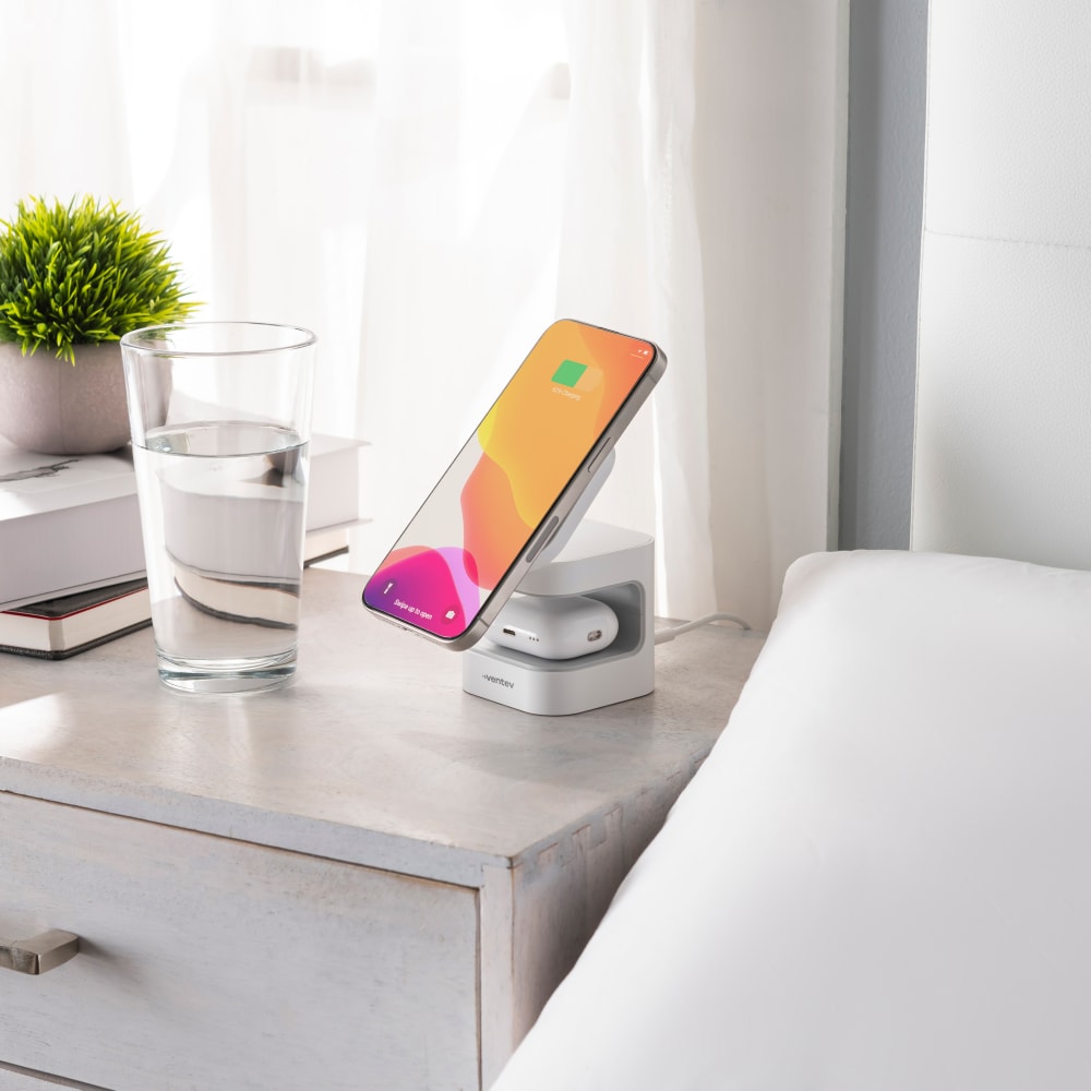 Ventev 15W Qi2 Wireless Charging Cube 2-in-1 White by Ventev
