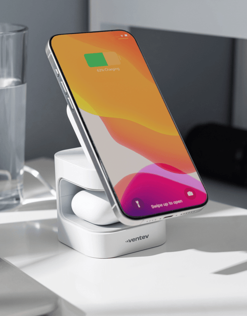 Load image into Gallery viewer, Ventev 15W Qi2 Wireless Charging Cube 2-in-1 White by Ventev
