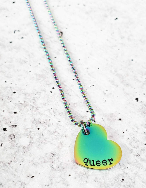 Load image into Gallery viewer, QUEER Rainbow Heart Necklace by Salt and Sparkle
