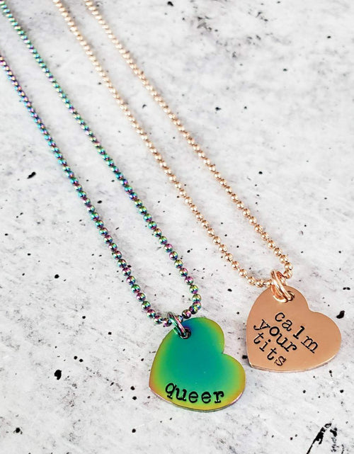 Load image into Gallery viewer, QUEER Rainbow Heart Necklace by Salt and Sparkle
