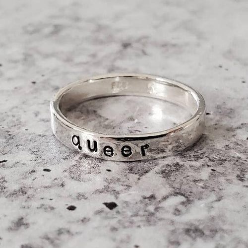 Load image into Gallery viewer, QUEER Skinny Band Ring by Salt and Sparkle

