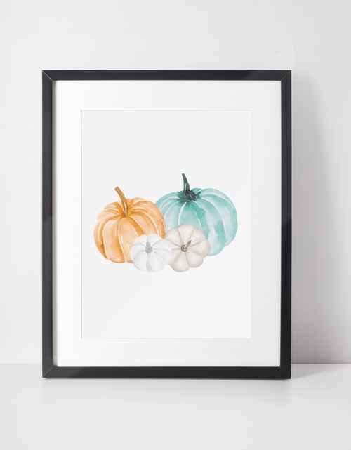Load image into Gallery viewer, Quadruple Pumpkins 2022 Autumn Seasonal Wall Home Decor Print by WinsterCreations™ Official Store

