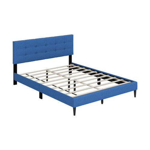 Load image into Gallery viewer, Queen Size Upholstered Platform Bed with Button Tufted Headboard-Blue
