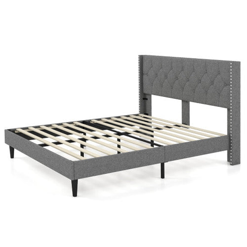 Load image into Gallery viewer, Full/Queen Size Upholstered Platform Bed with Button Tufted Headboard-Queen Size

