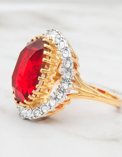 Load image into Gallery viewer, Vintage Women's Statement Crystal Cocktail Ring 18k Gold Electroplated by PVD Vintage Jewelry
