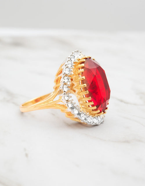 Load image into Gallery viewer, Vintage Women's Statement Crystal Cocktail Ring 18k Gold Electroplated by PVD Vintage Jewelry
