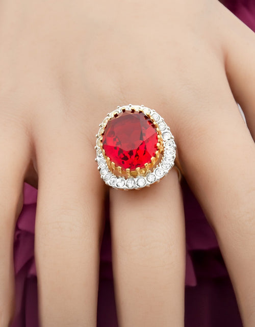 Load image into Gallery viewer, Vintage Women's Statement Crystal Cocktail Ring 18k Gold Electroplated by PVD Vintage Jewelry
