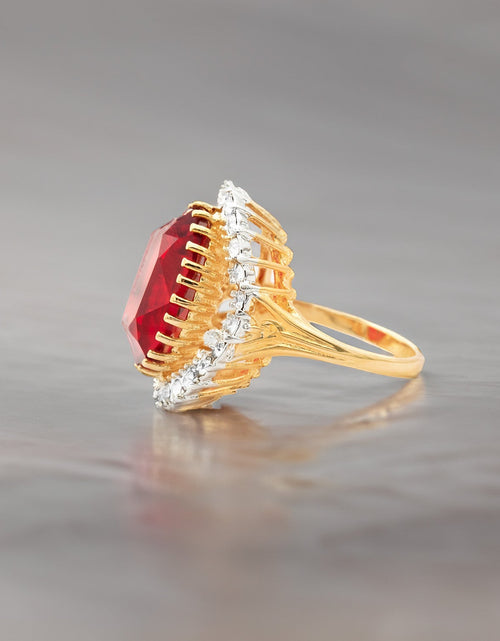 Load image into Gallery viewer, Vintage Women's Statement Crystal Cocktail Ring 18k Gold Electroplated by PVD Vintage Jewelry

