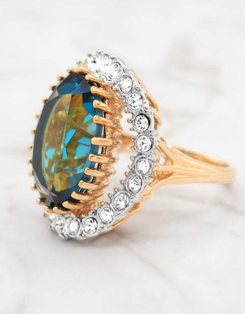 Load image into Gallery viewer, Vintage Women's Statement Crystal Cocktail Ring 18k Gold Electroplated by PVD Vintage Jewelry
