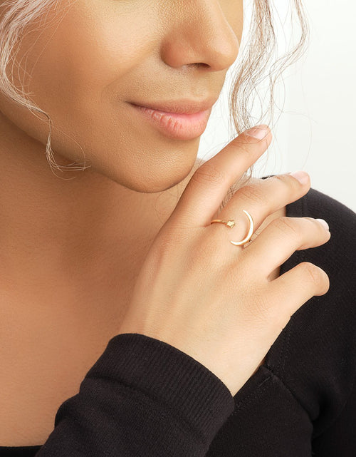 Load image into Gallery viewer, Sterling Silver Crescent Moon Open Ring by Sterling Forever
