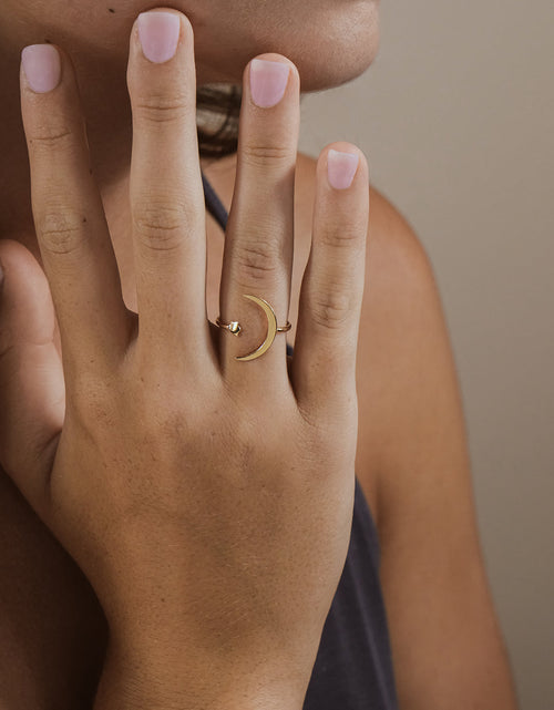 Load image into Gallery viewer, Sterling Silver Crescent Moon Open Ring by Sterling Forever

