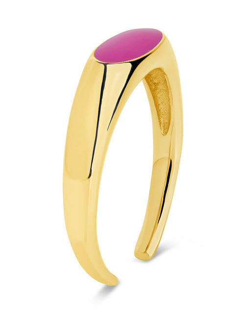 Load image into Gallery viewer, Sterling Silver Enamel Open Signet Ring by Sterling Forever
