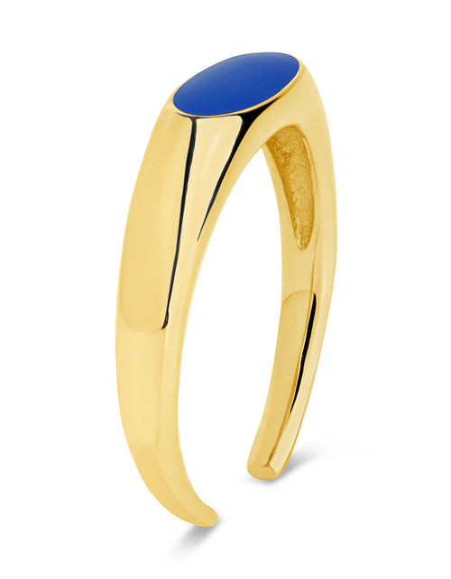 Load image into Gallery viewer, Sterling Silver Enamel Open Signet Ring by Sterling Forever
