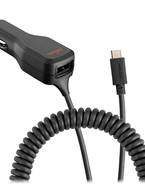 Load image into Gallery viewer, Ventev 17W dashport r2340c Dual Car Charger with USB A and Connected Micro USB Cable Gray by Ventev
