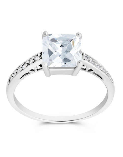 Load image into Gallery viewer, Sterling Silver Princess Cut CZ Promise Ring by Sterling Forever
