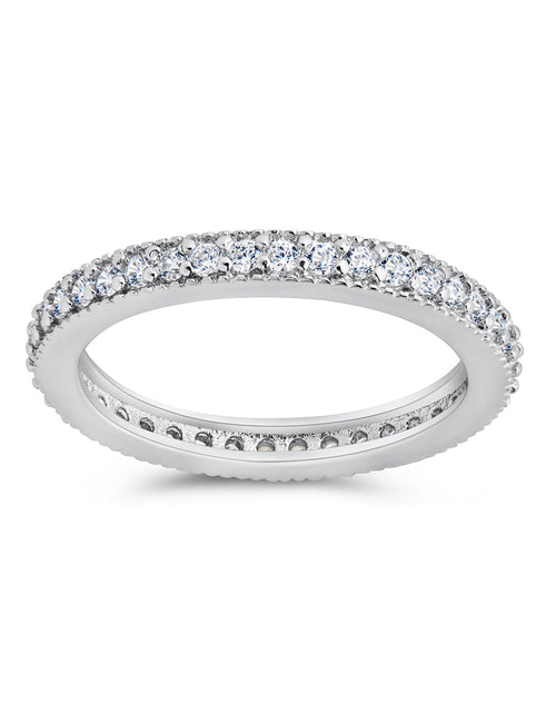 Load image into Gallery viewer, Sterling Silver Thin CZ Band Ring by Sterling Forever
