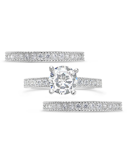 Load image into Gallery viewer, Sterling Silver Brilliant CZ with 2 Bands by Sterling Forever
