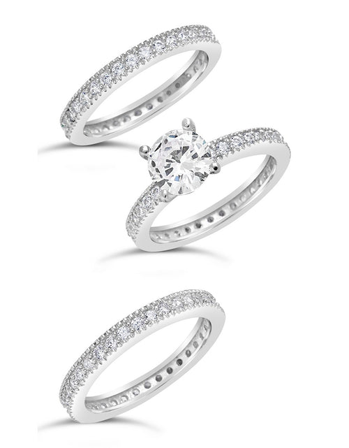 Load image into Gallery viewer, Sterling Silver Brilliant CZ with 2 Bands by Sterling Forever
