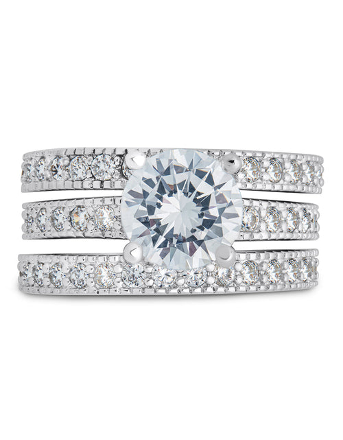 Load image into Gallery viewer, Sterling Silver Brilliant CZ with 2 Bands by Sterling Forever
