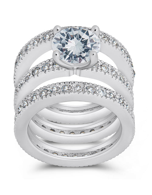 Load image into Gallery viewer, Sterling Silver Brilliant CZ with 2 Bands by Sterling Forever
