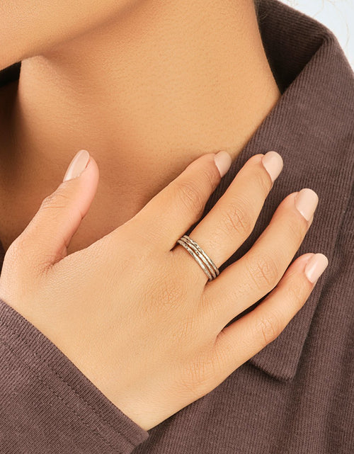 Load image into Gallery viewer, Textured Triple Band Ring Set by Sterling Forever
