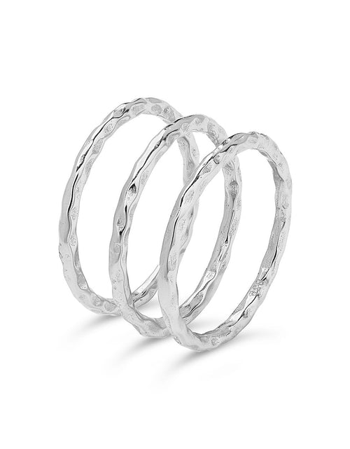 Load image into Gallery viewer, Textured Triple Band Ring Set by Sterling Forever
