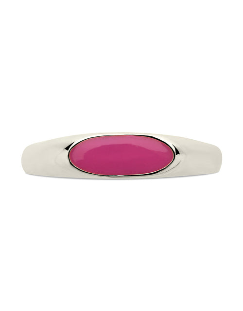 Load image into Gallery viewer, Sterling Silver Enamel Open Signet Ring by Sterling Forever
