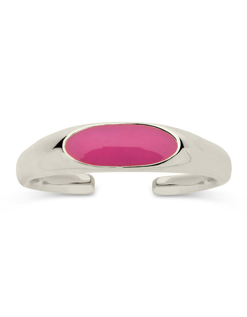 Load image into Gallery viewer, Sterling Silver Enamel Open Signet Ring by Sterling Forever
